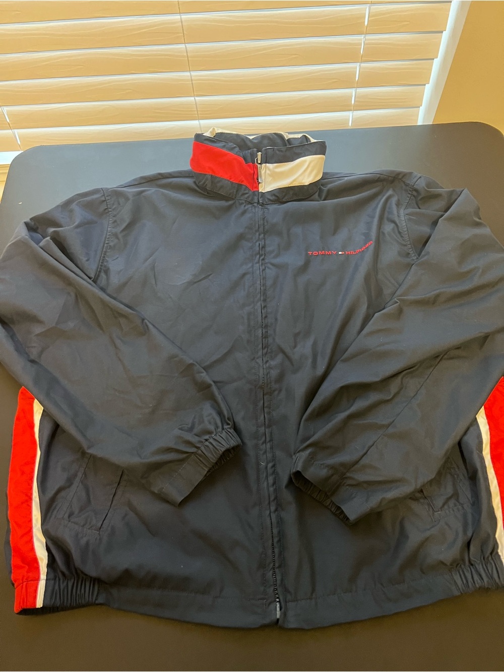 Tommy Hilfiger Navy Windbreaker with Red & White Accents